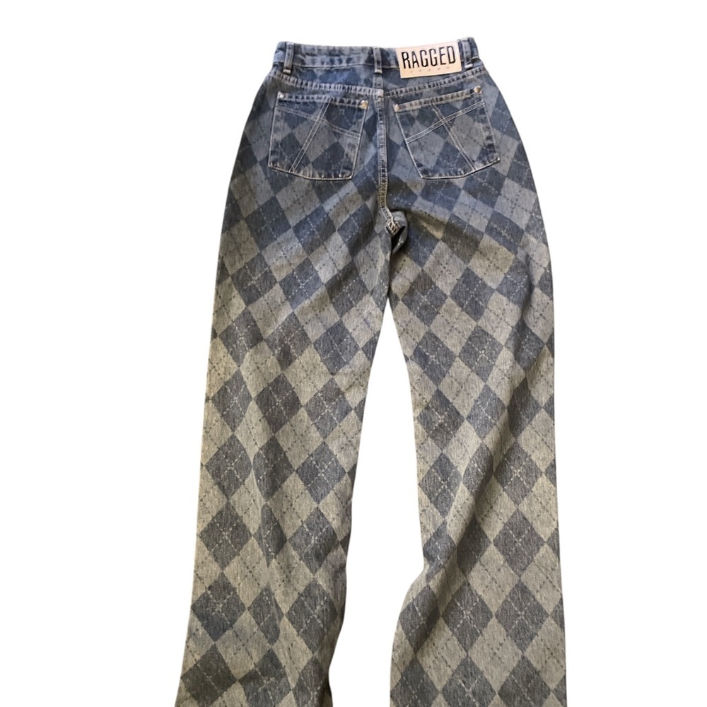 The Ragged Priest Detention Argyle Print Denim Dad Jeans Womens Size 26 - Picture 4 of 4